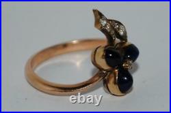 Antique Imperial Russian ROSE 56 Gold Jewelry Ring Gemstone Diamonds Sapphires
