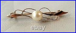 Antique Imperial Russian Rose Gold 56 14K Brooch Pin Natural Pearl 7mm Rare