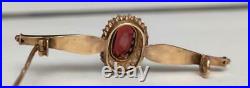 Antique Imperial Russian Rose Gold 56 14K Pin Brooch Jewelry Mother Pearl Garnet