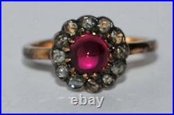 Antique Imperial Russian Rose Gold 56 14K Women's Jewelry Ring Diamonds 0.2 Ct