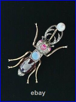 Antique Imperial Russian Royalty Tsarist Jewelry 56 Gold Brooch Pin Bug Beetle