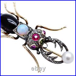 Antique Imperial Russian Royalty Tsarist Jewelry 56 Gold Brooch Pin Bug Beetle