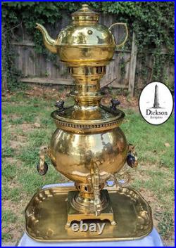Antique Imperial Russian Samovar with Brass Tray