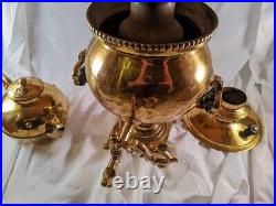 Antique Imperial Russian Samovar with Brass Tray