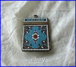 Antique Imperial Russian Silver 84 Enamel Note Pad Holder Gold Washed MOSCOW