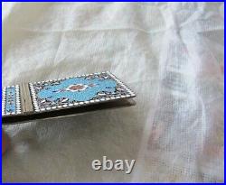 Antique Imperial Russian Silver 84 Enamel Note Pad Holder Gold Washed MOSCOW