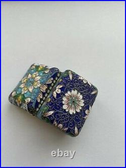 Antique Imperial Russian Silver 84 Small enamel box Gilded from the inside