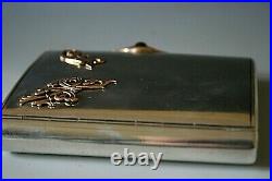 Antique Imperial Russian Silver Cigarette Case With Sapphire And Gold Accent