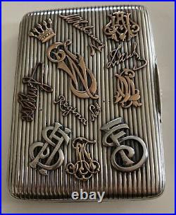 Antique Imperial Russian Silver & Gold Application Masonic Symbol Cigarette Case