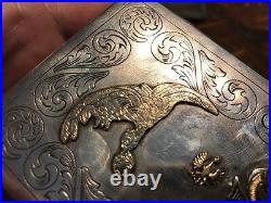 Antique Imperial Russian Solid Silver 14k Gold Appliqués CIGARETTE CASE jewelry