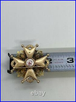 Antique Imperial Russian St. Stanislav Second Class 14k. Gold Medal Badge Order