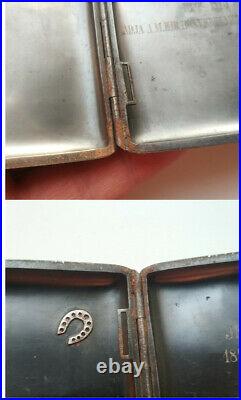 Antique Imperial Russian armed steel cigarette case 1898 diamonds gold rare VTG