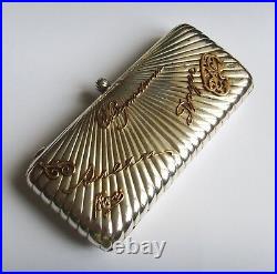 Antique Imperial Russian silver 84 tobacco/cigarette box with gold signatures