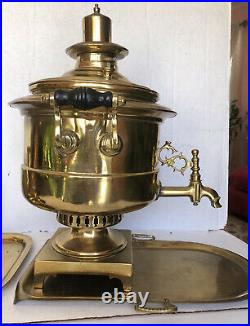 Antique Imperial Tsar Russian TEA Samovar Tea URN Tea KETTLE Set Gold Gild large