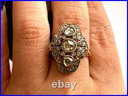 Antique Rare Imperial Rus Era KF Faberge A. H 72 18k Gold Rose Cut Diamonds Ring
