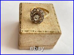 Antique Rare Imperial Rus era K. F Faberge AH 72 18k Gold Rose Cut Diamonds Ring