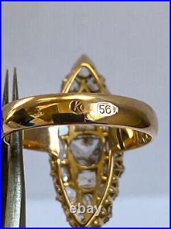 Antique Rare Imperial Russian Faberge? 14k Gold 56 KF/? Diamonds Ladies Ring