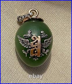 Antique Russ Imperial Faberge Tsar Alexander gold enamel Ruby egg pendant