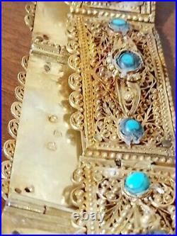 Antique Russian Caucasian Armenian Silver And Gold Plated Belt 84 Stamped