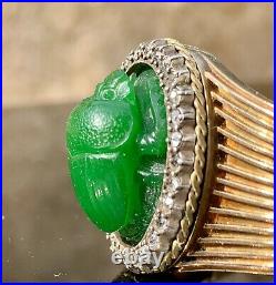 Antique Russian Faberge 14K Gold Diamonds Appx 28ct. Imperial A Jade Bracelet
