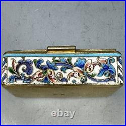 Antique Russian Imperial 84 Silver Enamel Box Gold Wash