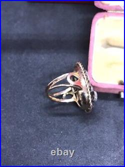 Antique Russian Imperial? Enamel 14ct Yellow gold dimonds ring In Original Box