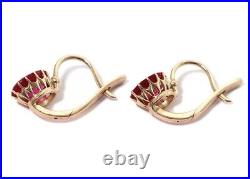 Antique Russian Imperial Gold 56 Spool Gold With Rubies Women's Earrings 3 gr
