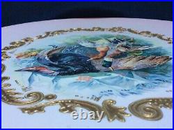 Antique Russian Imperial Kuznetsov Porcelain Wall Plaque Plate 13 24k Gold