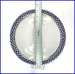 Antique Russian Imperial Lomonosov Porcelain Fruit Dish Cobalt Net Blue/gold