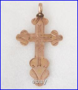 Antique Russian Imperial Orthodox Gold Necklace Cross 56 Mark c. 1900