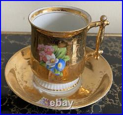 Antique Russian Imperial Porcelain Teacup And Saucer 24 Carat Gold Orlov Factory