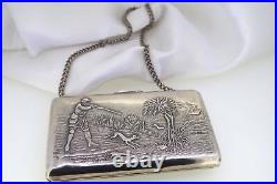 Antique Russian Imperial Silver & Gold Clutch Case With Hunting Scene