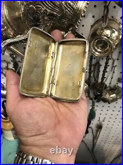Antique Russian? Imperial carved gold gilded solid silver cigarette case or box