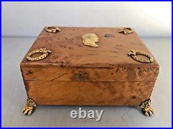 Antique Russian Karelian Birch Hinged Box Dedicated To Napoleon