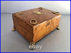 Antique Russian Karelian Birch Hinged Box Dedicated To Napoleon