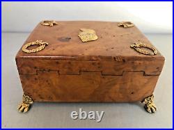 Antique Russian Karelian Birch Hinged Box Dedicated To Napoleon