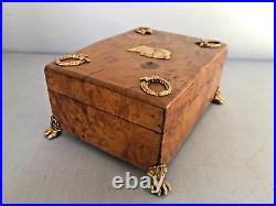 Antique Russian Karelian Birch Hinged Box Dedicated To Napoleon