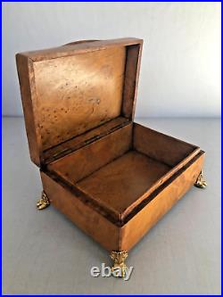 Antique Russian Karelian Birch Hinged Box Dedicated To Napoleon