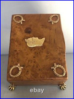 Antique Russian Karelian Birch Hinged Box Dedicated To Napoleon