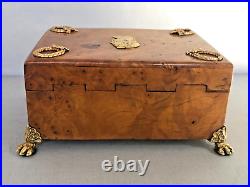 Antique Russian Karelian Birch Hinged Box Dedicated To Napoleon