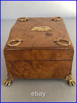 Antique Russian Karelian Birch Hinged Box Dedicated To Napoleon