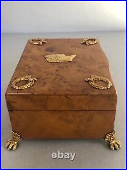 Antique Russian Karelian Birch Hinged Box Dedicated To Napoleon