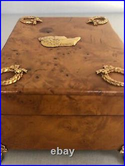 Antique Russian Karelian Birch Hinged Box Dedicated To Napoleon