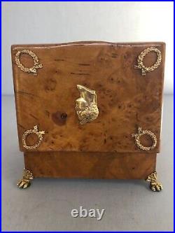 Antique Russian Karelian Birch Hinged Box Dedicated To Napoleon