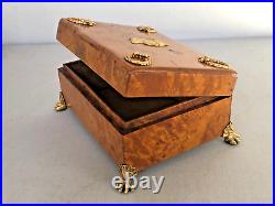 Antique Russian Karelian Birch Hinged Box Dedicated To Napoleon