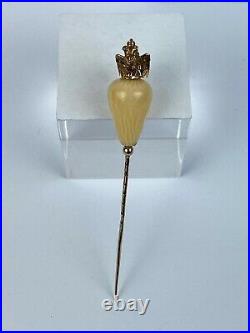 Antique Stick Pin Brooch Imperial Russian Faberge KF/ 56 14k Gold Diamond
