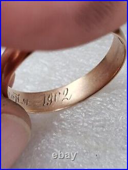 Antique Tsarism Imperial 14K Gold Wedding Ring / Band 56 Zolotnik CB RARE 4.59g