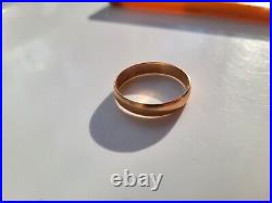 Antique Tsarism Imperial 14K Gold Wedding Ring / Band 56 Zolotnik DB RARE Stamp