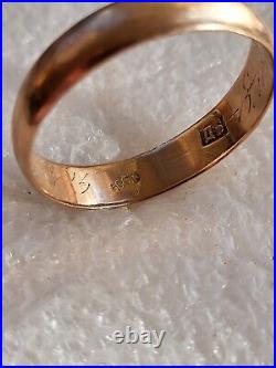 Antique Tsarism Imperial 14K Gold Wedding Ring / Band 56 Zolotnik DB RARE Stamp