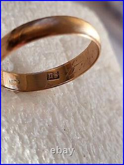 Antique Tsarism Imperial 14K Gold Wedding Ring / Band 56 Zolotnik DB RARE Stamp